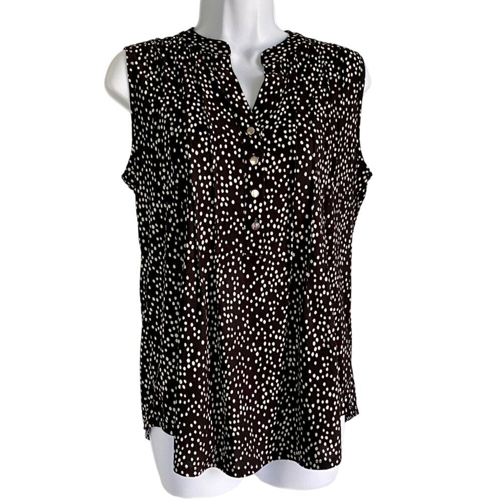 Ava & Grace Sleeveless Petite Medium Black and White Top - Picture 2 of 7